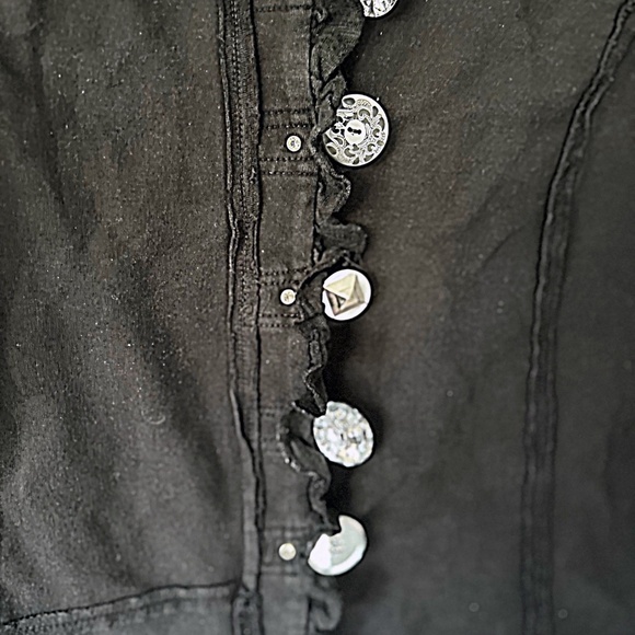 Neon Buddha black button front ruffle jacket Size M - Picture 6 of 12